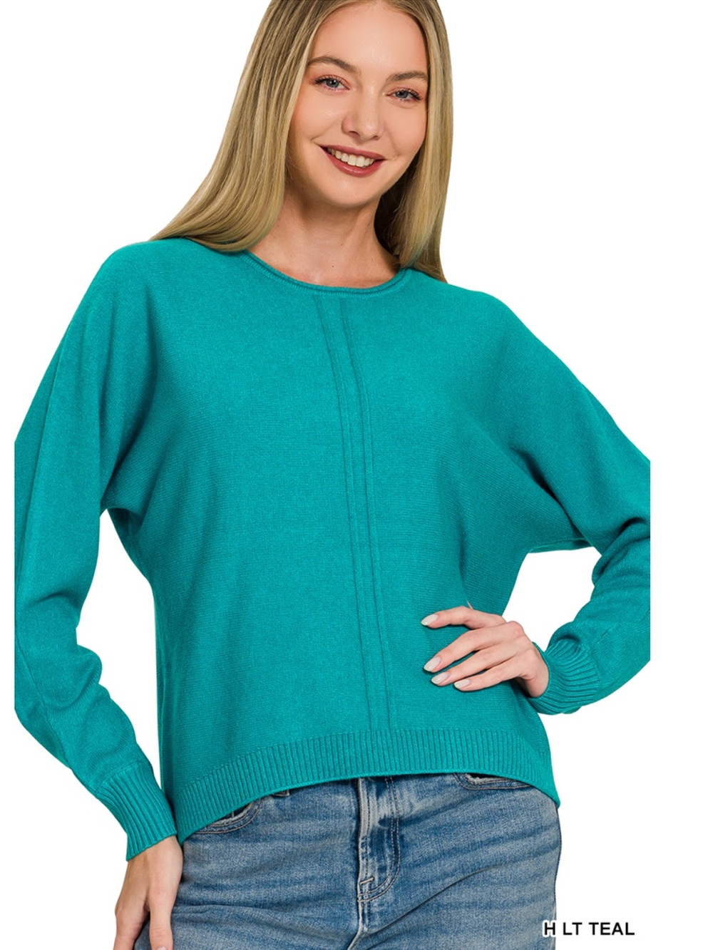 đź’•Teal Viscose Pullover Sweater - Picture 2 of 3
